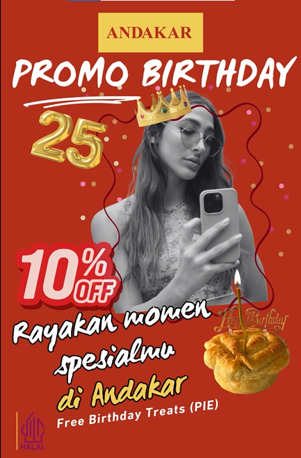 Ultah diskon 10persen dan free Pie